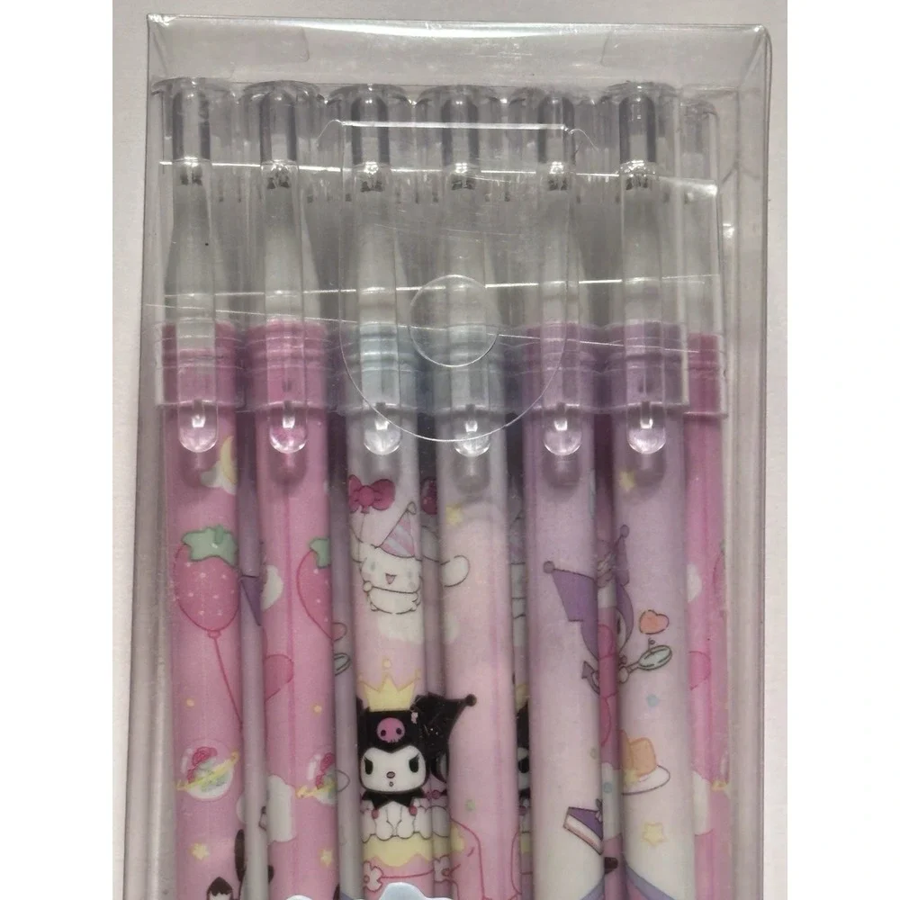 Sanrio 12 piece gel pen set w/pastel of Kuromi, My Melody, Hello Kitty .38mm